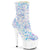 ADORE-1042SQ Plateau Stiefeletten Weiß/Mehrfarbig mit Pailletten | Pleaser