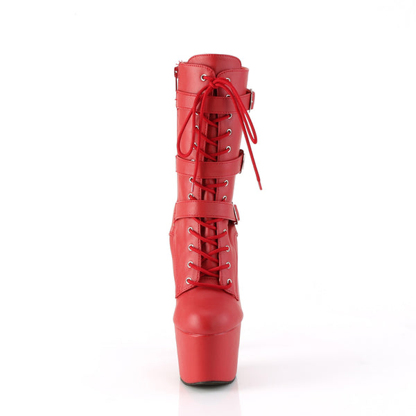 ADORE-1043 Plateau Stiefeletten Rot Matt von Pleaser – Ansicht 2