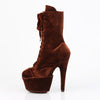 ADORE-1045VEL Plateau Stiefeletten Braun Velour | Pleaser