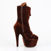 ADORE-1045VEL Plateau Stiefeletten Braun Velour | Pleaser