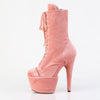 ADORE-1045VEL Plateau Stiefeletten Rosa/Lachs Velour | Pleaser
