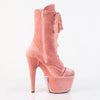 ADORE-1045VEL Plateau Stiefeletten Rosa/Lachs Velour | Pleaser