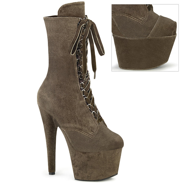 ADORE-1045VEL Plateau Stiefeletten Braun Mehrfarbig Velour/Wildleder von Pleaser