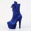 ADORE-1045VEL Plateau Stiefeletten - Blau Velour | Pleaser