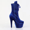 ADORE-1045VEL Plateau Stiefeletten - Blau Velour | Pleaser