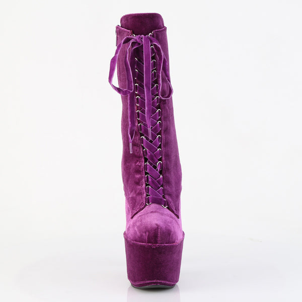 ADORE-1045VEL Plateau Stiefeletten Lila Mehrfarbig Velour/Wildleder von Pleaser – Ansicht 2