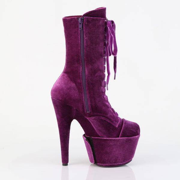 ADORE-1045VEL Plateau Stiefeletten Lila Mehrfarbig Velour/Wildleder von Pleaser – Ansicht 5