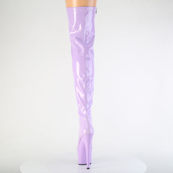 ADORE-3000 Plateau Overknee Stiefel Violett Lack Stretch | Pleaser