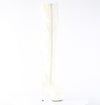 ADORE-3000 Plateau Overknee Stiefel Weiß Lack | Pleaser