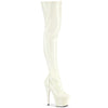 ADORE-3000 Plateau Overknee Stiefel Weiß Lack | Pleaser