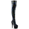 ADORE-3000HWR Plateau Overknee Stiefel Lack Schwarz/Hologramm | Pleaser