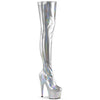 ADORE-3000HWR Plateau Overknee Stiefel - Silber | Pleaser