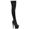 ADORE-3000WR Plateau Overnknee Stiefel Schwarz | Pleaser