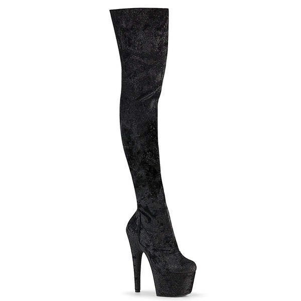 ADORE-3000WR Plateau Overnknee Stiefel Schwarz | Pleaser
