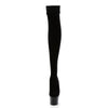 ADORE-3002 Plateau Overknee Stiefel Schwarz Samt | Pleaser