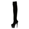 ADORE-3002 Plateau Overknee Stiefel Schwarz Samt | Pleaser