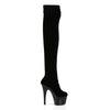 ADORE-3002 Plateau Overknee Stiefel Schwarz Samt | Pleaser