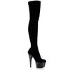 ADORE-3002 Plateau Overknee Stiefel Schwarz Samt | Pleaser