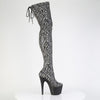 ADORE-3008SP-BT Plateau Overknee Stiefel Grau Schlangenmuster | Pleaser