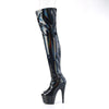 ADORE-3011HWR Plateau Overknee Stiefel - Schwarz Lack Schimmer | Pleaser