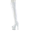 ADORE-3011HWR Plateau Peeptoe Overknee Stiefel - Weiß Lack Schimmer | Pleaser