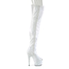 ADORE-3011HWR Plateau Peeptoe Overknee Stiefel - Weiß Lack Schimmer | Pleaser