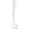 ADORE-3011HWR Plateau Peeptoe Overknee Stiefel - Weiß Lack Schimmer | Pleaser