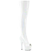 ADORE-3011HWR Plateau Peeptoe Overknee Stiefel - Weiß Lack Schimmer | Pleaser