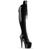 ADORE-3014 Plateau Overknee Stiefel Schwarz Lack von Pleaser