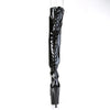 ADORE-3017 Plateau Peeptoe Overknee mit hinterer Schnürung - Schwarz Lack | Pleaser