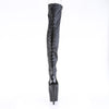 ADORE-3017 - Plateau Overknee Stiefel Peeptoe mit offener Verse - Schwarz Matt | Pleaser