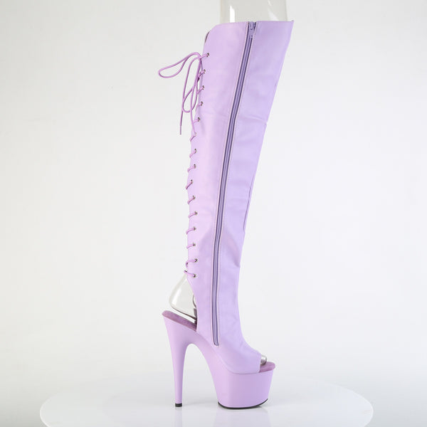 ADORE-3019 Plateau Peeptoe Overknee Stiefel Violett Matt | Pleaser