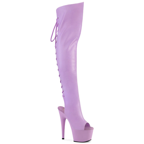 ADORE-3019 Plateau Peeptoe Overknee Stiefel Violett Matt | Pleaser
