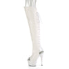 ADORE-3019 - Plateau Overknee Stiefel Peeptoe mit offener Verse - Weiß | Pleaser