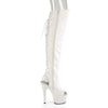 ADORE-3019 - Plateau Overknee Stiefel Peeptoe mit offener Verse - Weiß | Pleaser
