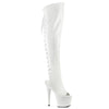 ADORE-3019 - Plateau Overknee Stiefel Peeptoe mit offener Verse - Weiß | Pleaser