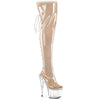 ADORE-3019C - Plateau Overknee Stiefel Peeptoe - Transparent | Pleaser