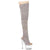 ADORE-3019C-RS Plateau Peeptoe Overknee Stiefel Silber Glitzer | Pleaser