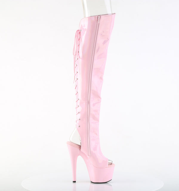 ADORE-3019HWR Overknee Stiefel Plateau Rosa | Pleaser