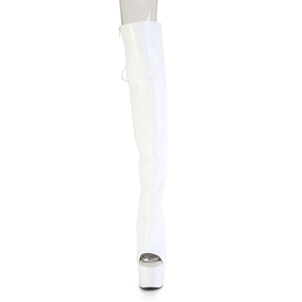 ADORE-3019HWR Plateau Overknee Stiefel Weiß | Pleaser