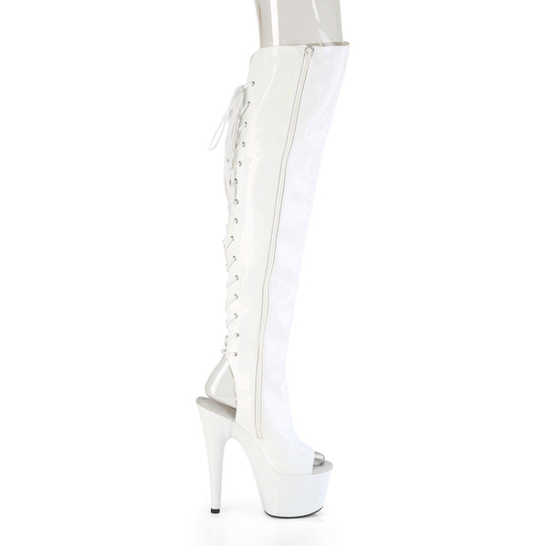 ADORE-3019HWR Plateau Overknee Stiefel Weiß | Pleaser