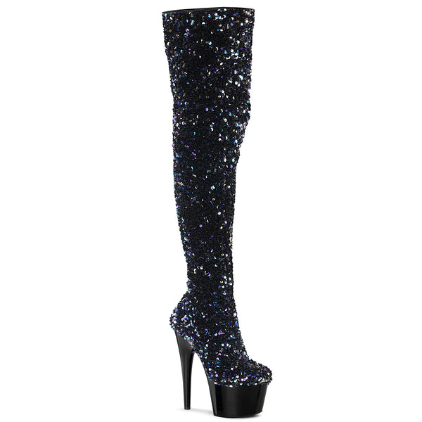 ADORE-3020 Plateau Overknee Stiefel - Schwarz | Pleaser