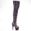 ADORE-3020 Plateau Overknee Stiefel - Silber | Pleaser