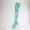 ADORE-3020GP Plateau Overknee Stiefel Hell Türkis Lack | Pleaser