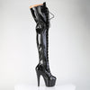 ADORE-3020GP Plateau Overknee Stiefel Schwarz Lack | Pleaser