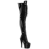 ADORE-3020GP Plateau Overknee Stiefel Schwarz Lack | Pleaser