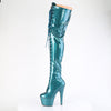 ADORE-3020GP Plateau Overknee Stiefel Türkis Lack | Pleaser