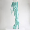 ADORE-3021GP Plateau Peeptoe Overknee Stiefel Türkis lack | Pleaser