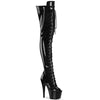 ADORE-3021GP Plateau Overknee Stiefel Schwarz Lack Glitzer | Pleaser