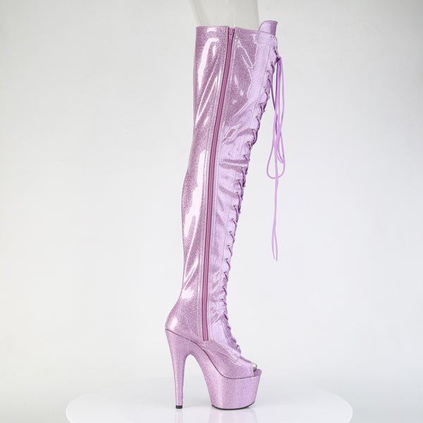 ADORE-3021GP Plateau Overknee Stiefel Violett/Lila | Pleaser